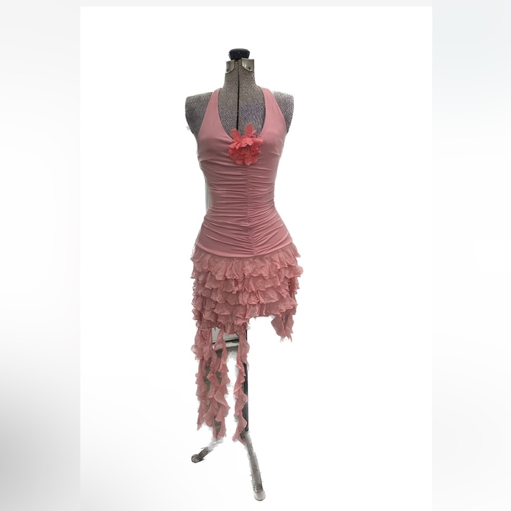 Y2K Asymmetrical Ruffle Dress